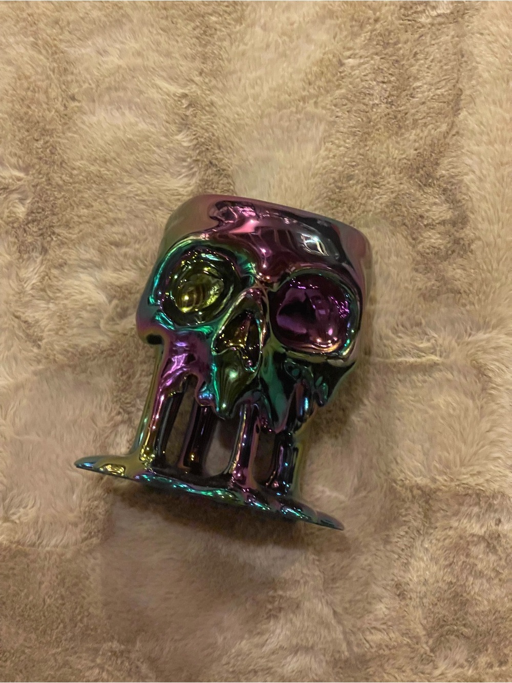 BBW BATH AND BODY WORKS CANDLE HOLDER HALLOWEEN PSYCHEDELIC SKULL TIE DYE COLOR